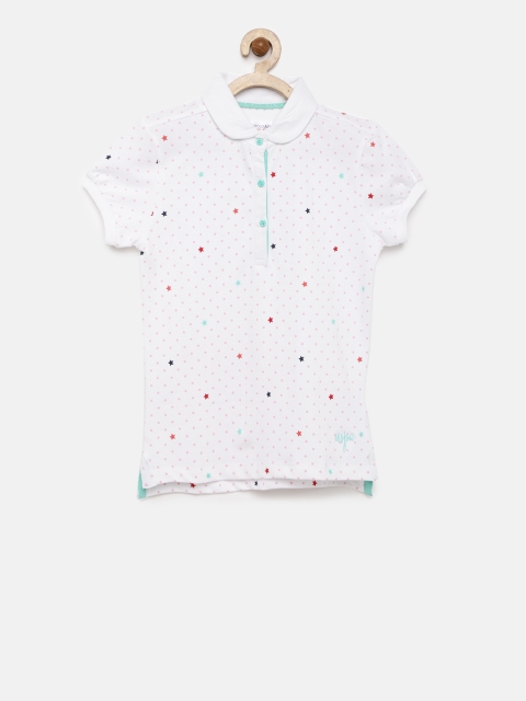 

U.S. Polo Assn. Kids Girls White Printed Polo T-shirt