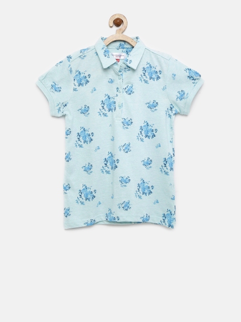 

U.S. Polo Assn. Kids Girls Blue Printed Polo T-shirt