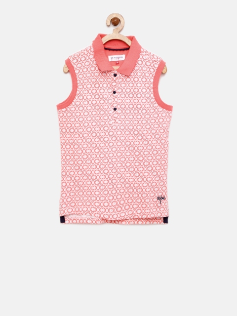 

U.S. Polo Assn. Kids Girls Pink Printed Polo T-shirt