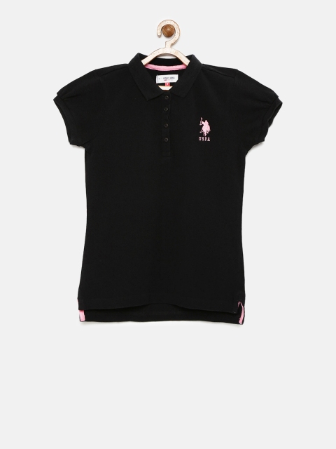 

U.S. Polo Assn. Kids Girls Black Polo T-shirt