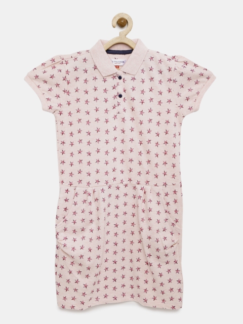 

U.S. Polo Assn. Kids Girls White Printed T-shirt Dress, Pink