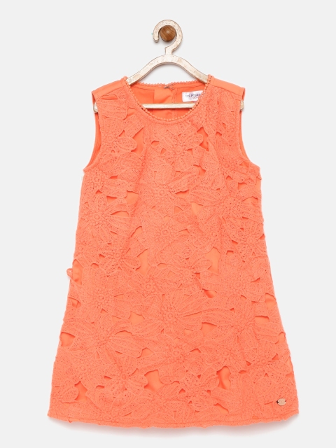 

U.S. Polo Assn. Kids Girls Coral Self-Design A-Line Dress