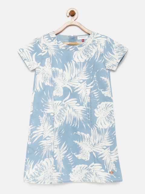 

U.S. Polo Assn. Kids Girls Blue Striped A-Line Dress