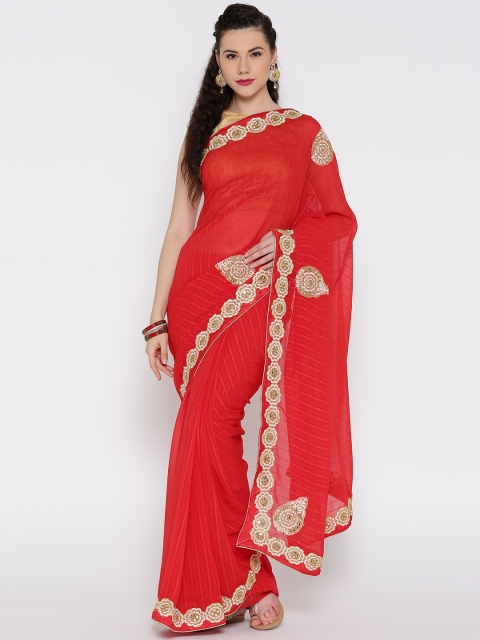 

RAJORI Red Embellished Chiffon Saree