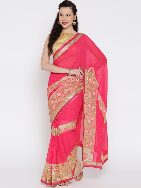 

RAJORI Pink Embroidered Chiffon Saree