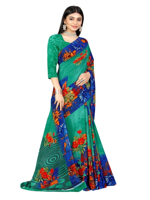 

Abhilasha Blue & Red Floral Saree