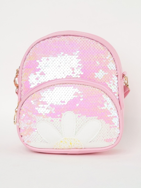 

Ginger by Lifestyle Women Pink & White Embellished Backpack