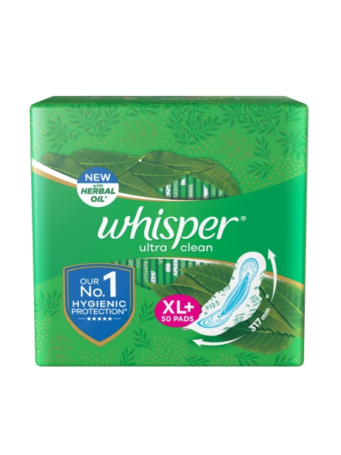 

Whisper Ultra Clean XL+ Sanitary Napkins with Herbal Oil - 50 Pads, Green