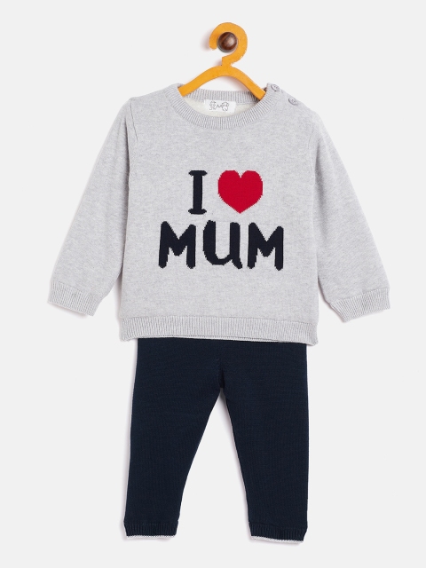

JWAAQ Kids Grey Melange & Black Printed Top with Pyjamas