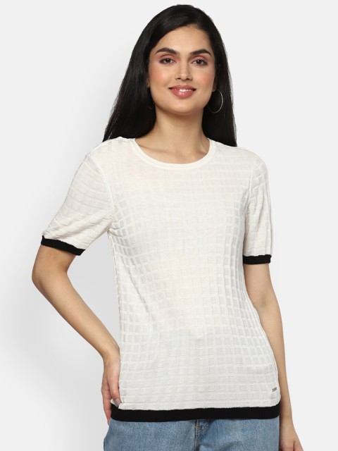 

Van Heusen Woman White Self Design Top