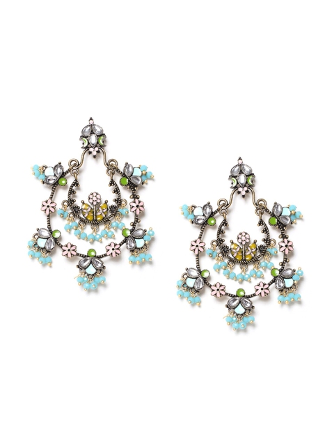 

W Multicoloured Circular Chandbalis Earrings, Multi