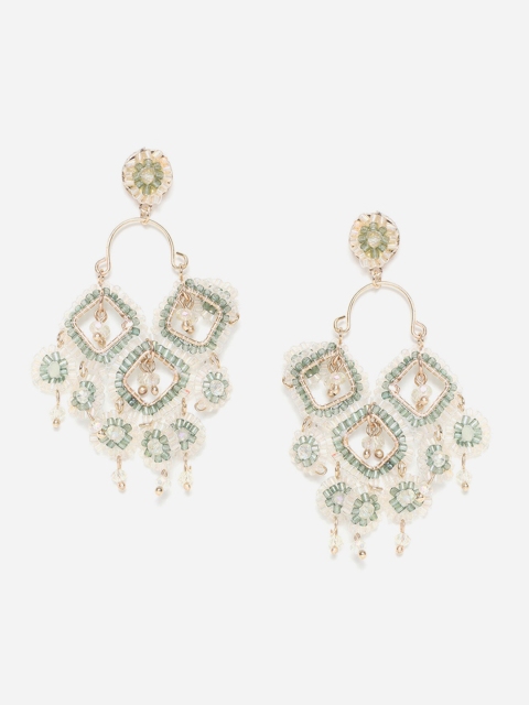 

W Green Geometric Chandbalis Earrings