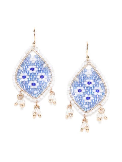 

W Blue Leaf Shaped Drop Earrings