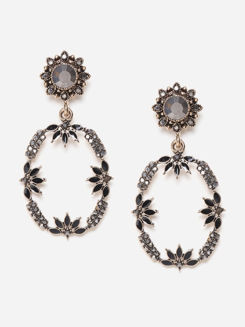 

W Black Oval Drop Earrings