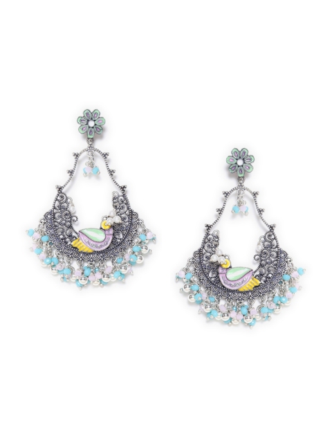 

W Pink Crescent Shaped Chandbalis Earrings