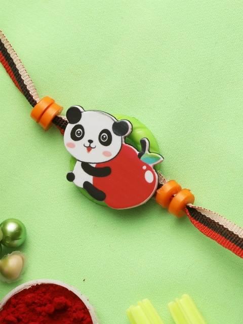 

Aapno Rajasthan Kids Red & Black Panda Beaded Rakhi