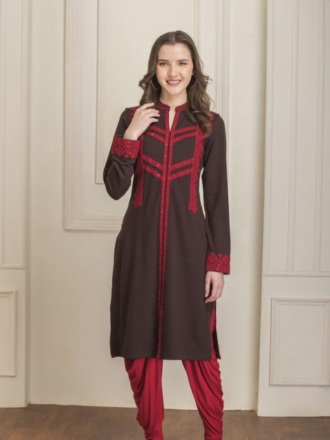 

Lakshita Women Brown Thread Work Kurta