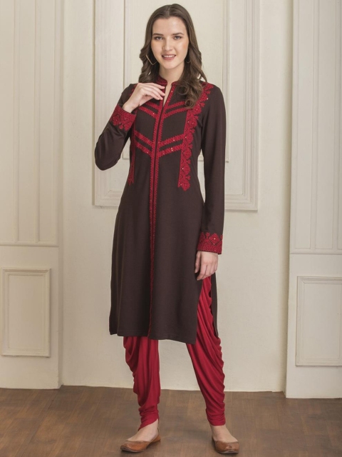 

Lakshita Women Brown Thread Work Kurta