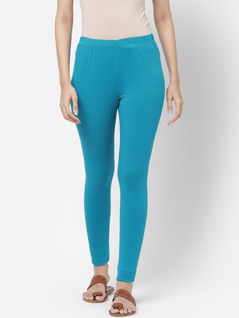 

R&B Women Blue Solid Cotton Leggings