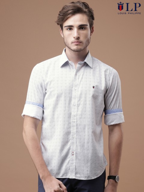

Louis Philippe Sport Men White & Navy Slim Fit Printed Casual Shirt