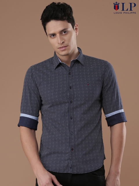 

Louis Philippe Sport Men Navy Union Slim Fit Printed Casual Shirt, Navy blue