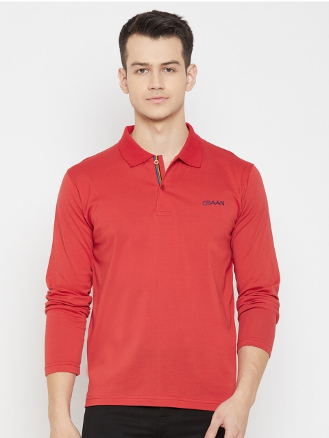 

Obaan Men Red Polo Collar T-shirt