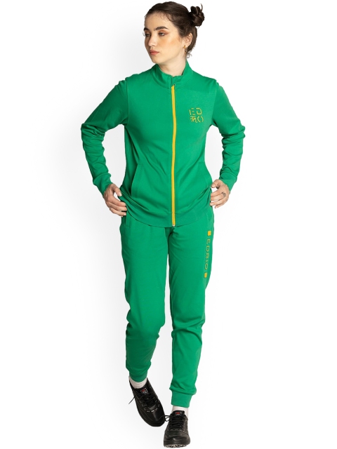 

EDRIO Women Green & Yellow Graphic Cotton Tracksuits
