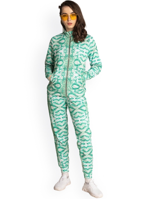 

EDRIO Women Green Tie & Dye Printed Tracksuits