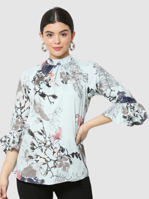 

The Label Bar Multicoloured Floral Print Crepe Top, Multi