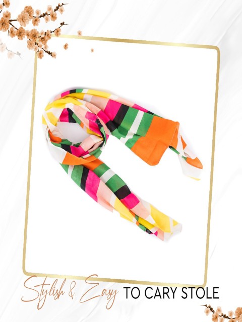 

Jewelz Women Yellow & Pink Striped Stole