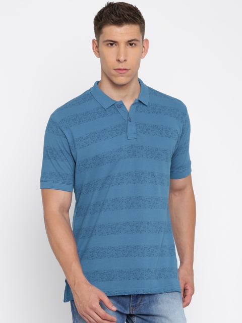 

Pepe Jeans Men Blue Printed Polo Collar Pure Cotton T-shirt