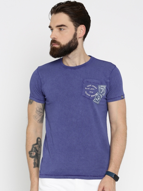 

Pepe Jeans Men Blue Solid Round Neck T-shirt