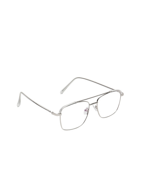 

ALIGATORR Unisex Clear Lens & Silver-Toned Rectangle Sunglasses with UV Protected Lens, Transparent