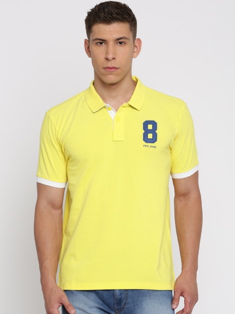 

Pepe Jeans Men Yellow Solid Polo Collar T-shirt