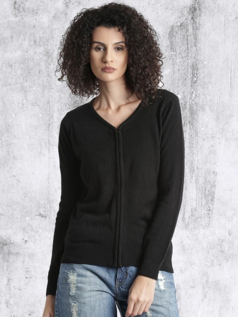 

Roadster Women Black Solid Cardigan