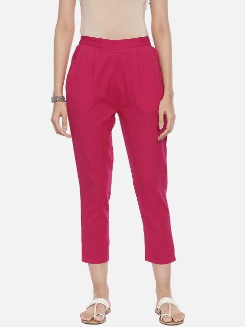 

R&B Women Pink Relaxed Pleated Trousers