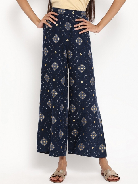 

R&B Women Blue Embroidered Relaxed Trousers