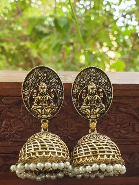 

FIROZA Gold-Toned Dome Shaped Jhumkas Earrings