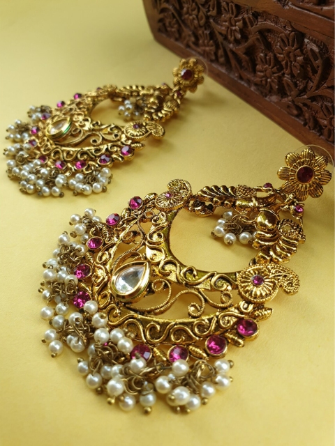 

FIROZA Gold-Toned Circular Chandbalis Earrings
