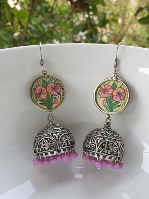 

FIROZA Mauve Dome Shaped Jhumkas Earrings