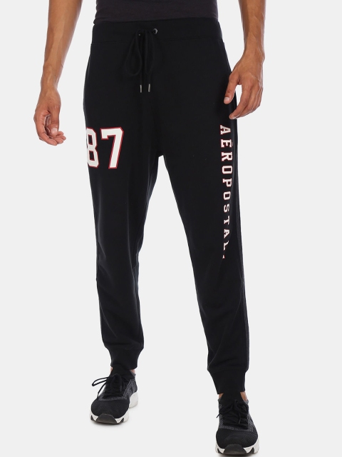 

Aeropostale Men Black Solid Pure Cotton Straight-Fit Track Pants