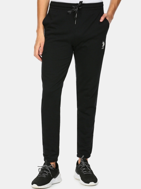 

U.S. Polo Assn. Men Black Brand Logo Printed Cotton Joggers