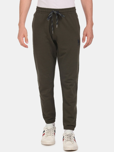 

U.S. Polo Assn. Men Green Solid Straight Fit Joggers