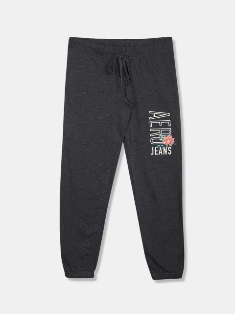 

Aeropostale Women Grey Printed Straight-Fit Joggers