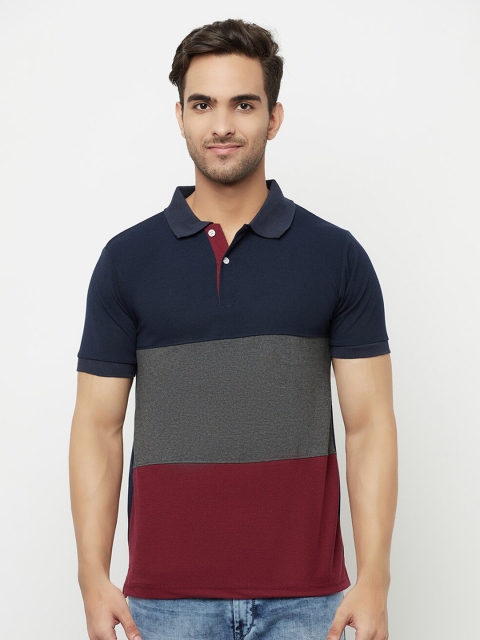 

ELEGANCE Men Multicoloured & black iris Colourblocked Polo Collar T-shirt, Multi
