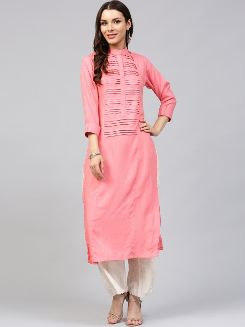

Libas Women Pink Solid Straight Kurta
