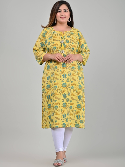 

Swasti Women Yellow Floral Printed Floral Kurta
