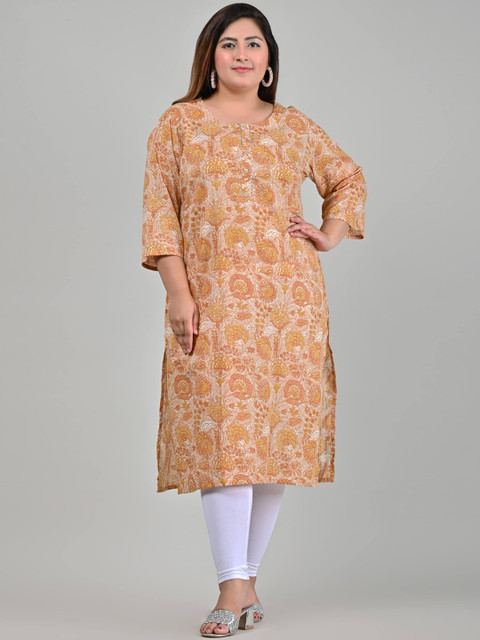 

Swasti Women Beige Ethnic Motifs Printed Floral Kurta