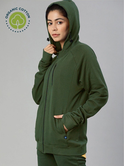 

Kosha Women Olive Green Hooded Sweatshirt