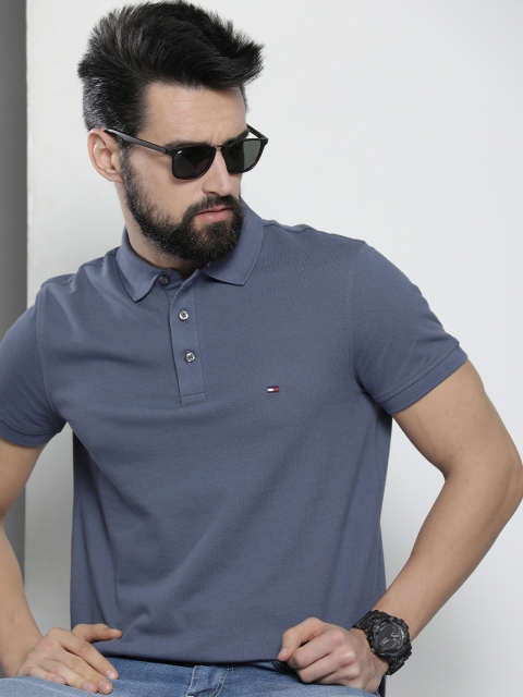 

Tommy Hilfiger Men Blue Polo Collar Slim Fit T-shirt